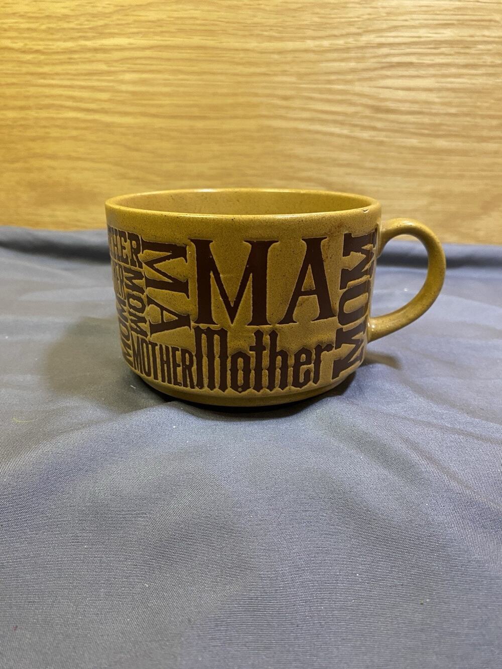 VTG Mother Stoneware Mug - Mom Ma - Typographic - Coffee Cup - Soup Bowl - EUC